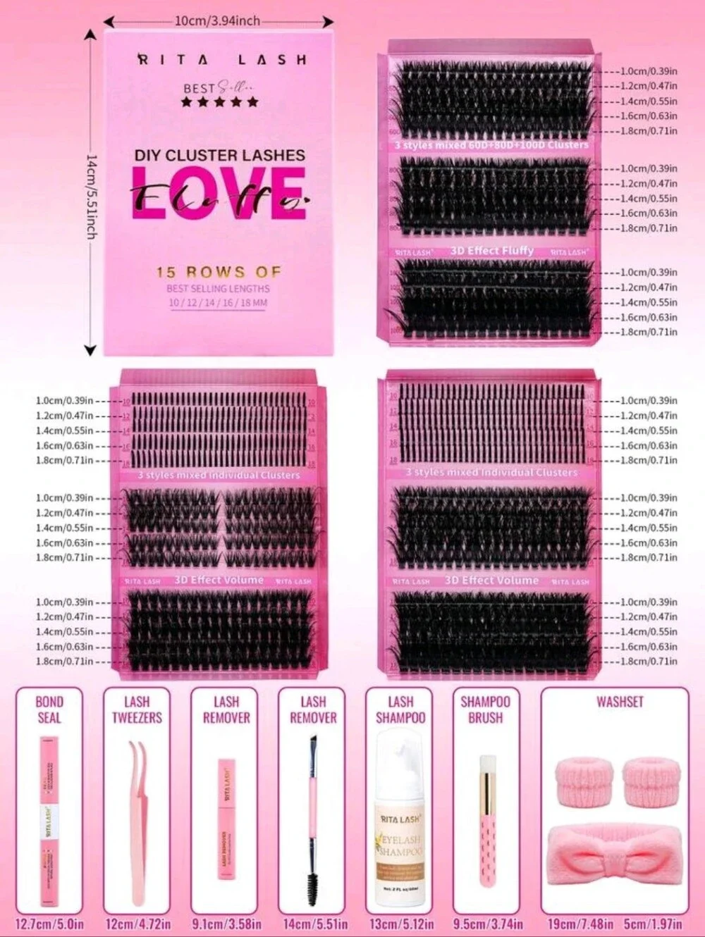 All-in-One Eyelash Extension Kit — Pink 960pcs